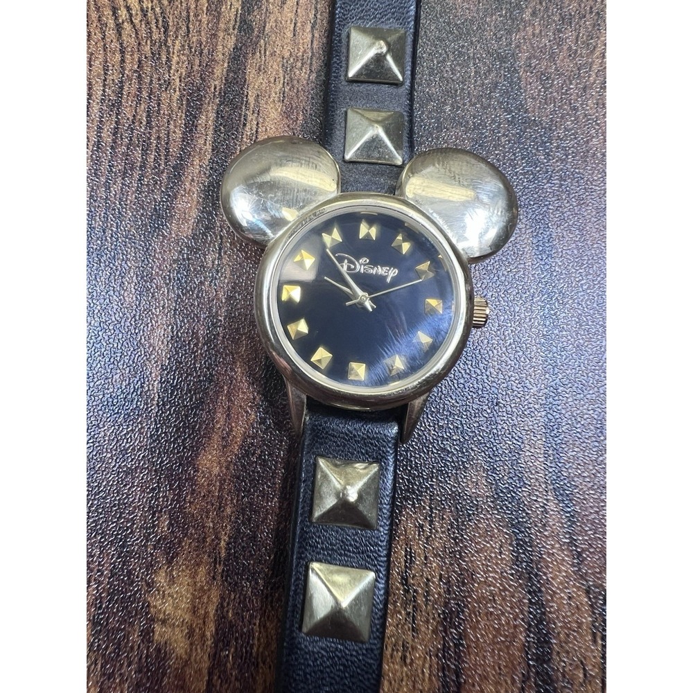 Accutime‎ Women Disney Mickey Mouse Shape Leather Quartz Watch 7" Needs Battery